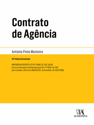 cover image of Contrato de Agência--10ª Edição Actualizada
